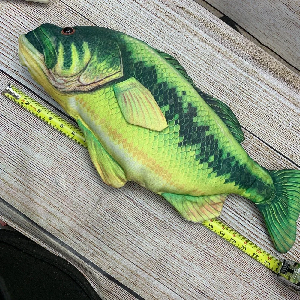 Realistic Large Mouth Bass Fish Plush Stuffed Animal Toy Pillow Novelty‎ Decor